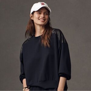 Maeve Faux Leather Trim Crew-Neck Sweatshirt. Size M. NWT. Sold out!